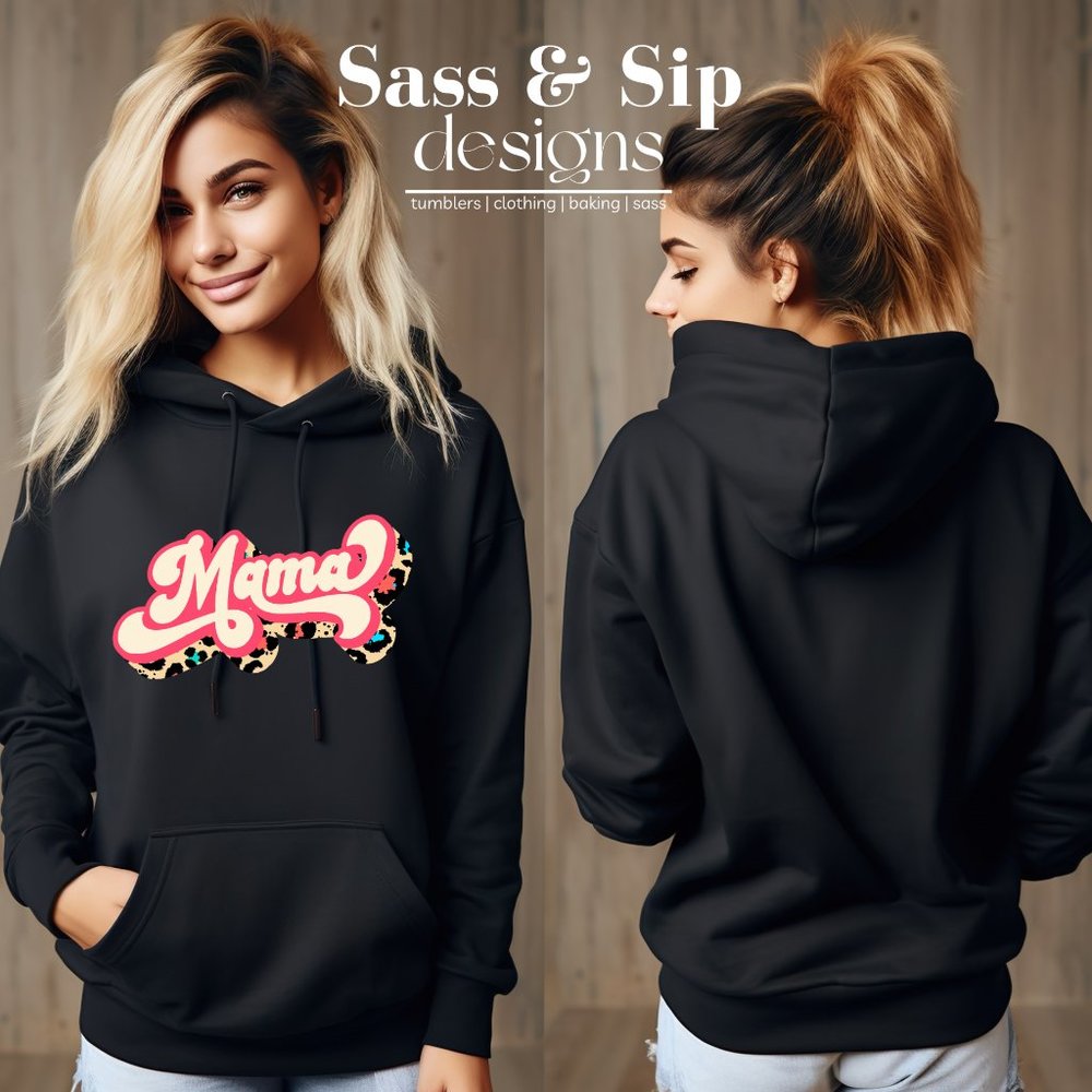 Retro Mama. Hoodie, Leopard Print. Oversized. Comfort.